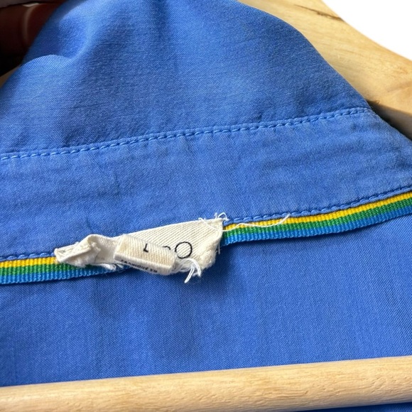 PILCRO Blue Oversized Button Down Fringe Shirt Women’s Size Large - Picture 7 of 10